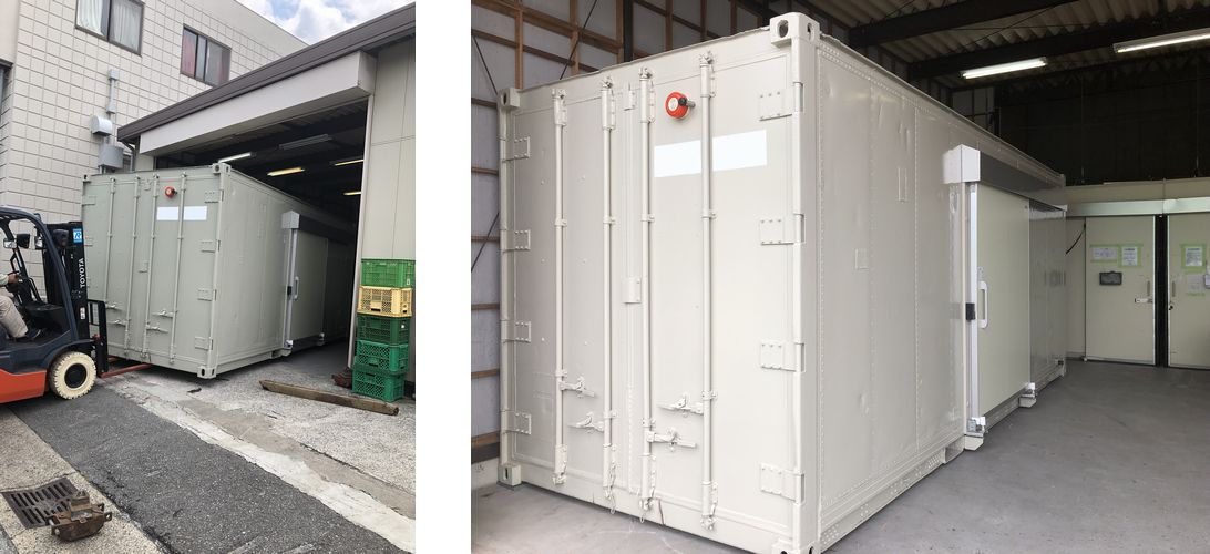 工場敷地の屋根下に設置【リーファーコンテナ事例】
